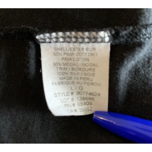 Revolve Theory Silk Black Ruffle Pima Cotton Button Up Cardigan Large Petite - Picture 6 of 8